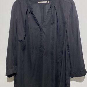 Violet + Claire Women's Black Split Neck Pleated Tunic Blouse Size 3X